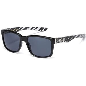 Locs Shades White Striped Arms Glasses Dark Lens Cholo Black OG Sunglasses